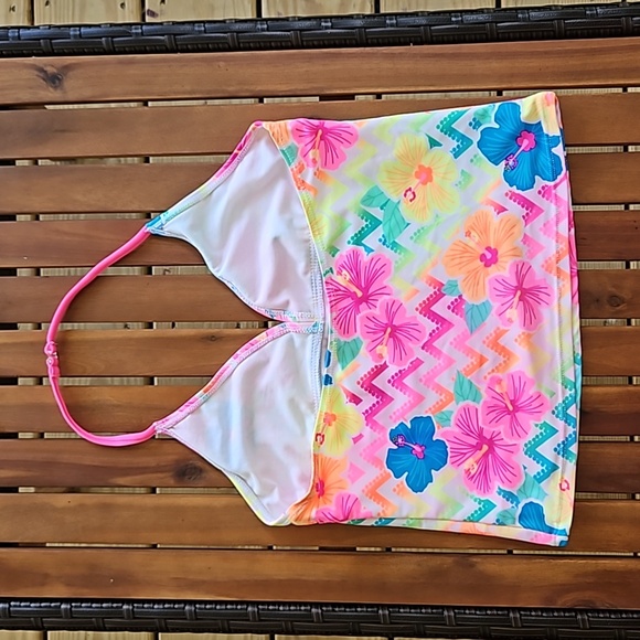 OP Girls 10/12 Tankini Tropical Floral Top Hot Pink Bottom - Picture 5 of 6